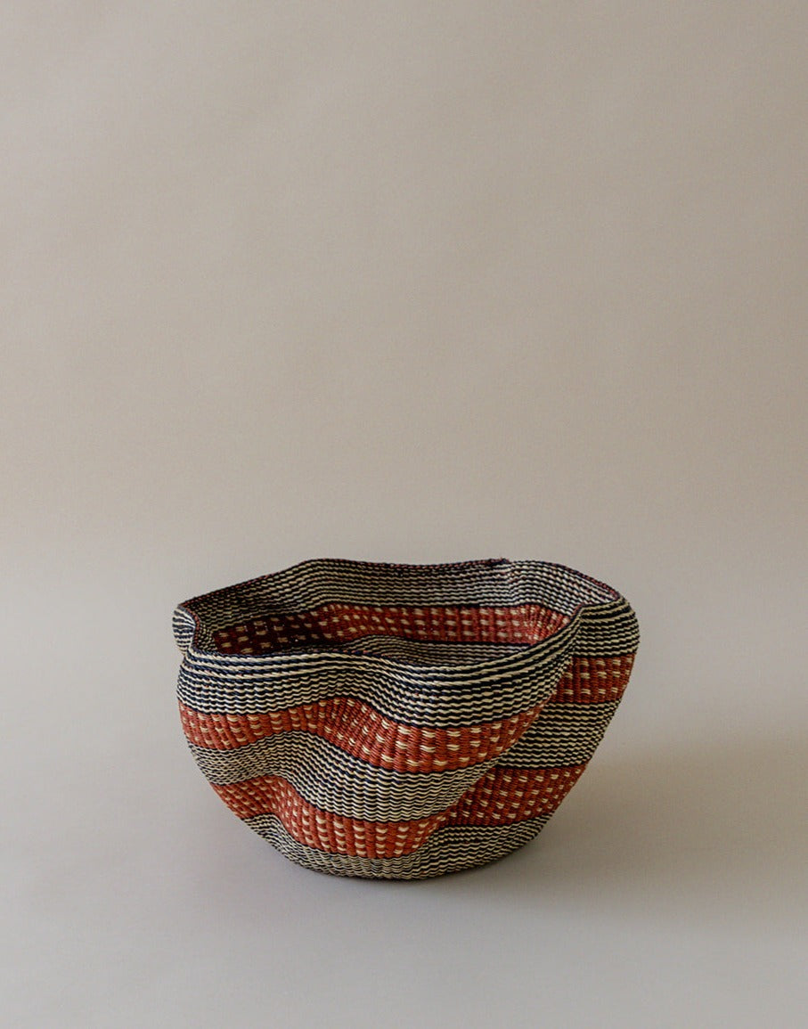 Medium Black and White / Red Burgundy Patterned bowl Art Basket