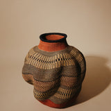 Scarlet Sonata: Large elephant grass patterned Art Basket