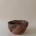 Medium Black and White / Red Burgundy Patterned bowl Art Basket