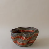 Medium Black and White / Red Burgundy Patterned bowl Art Basket