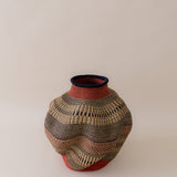 Scarlet Sonata: Large elephant grass patterned Art Basket