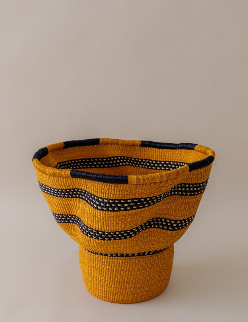 African Large Orange and Black Art Basket by Kusuka
